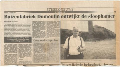 Krantenartikel (Het Nieuwsblad?), 30.12.1998